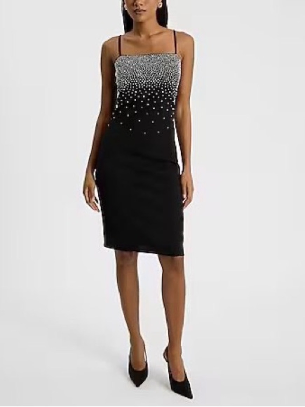 Express Black Mini Dress with Silver Beaded Bodice